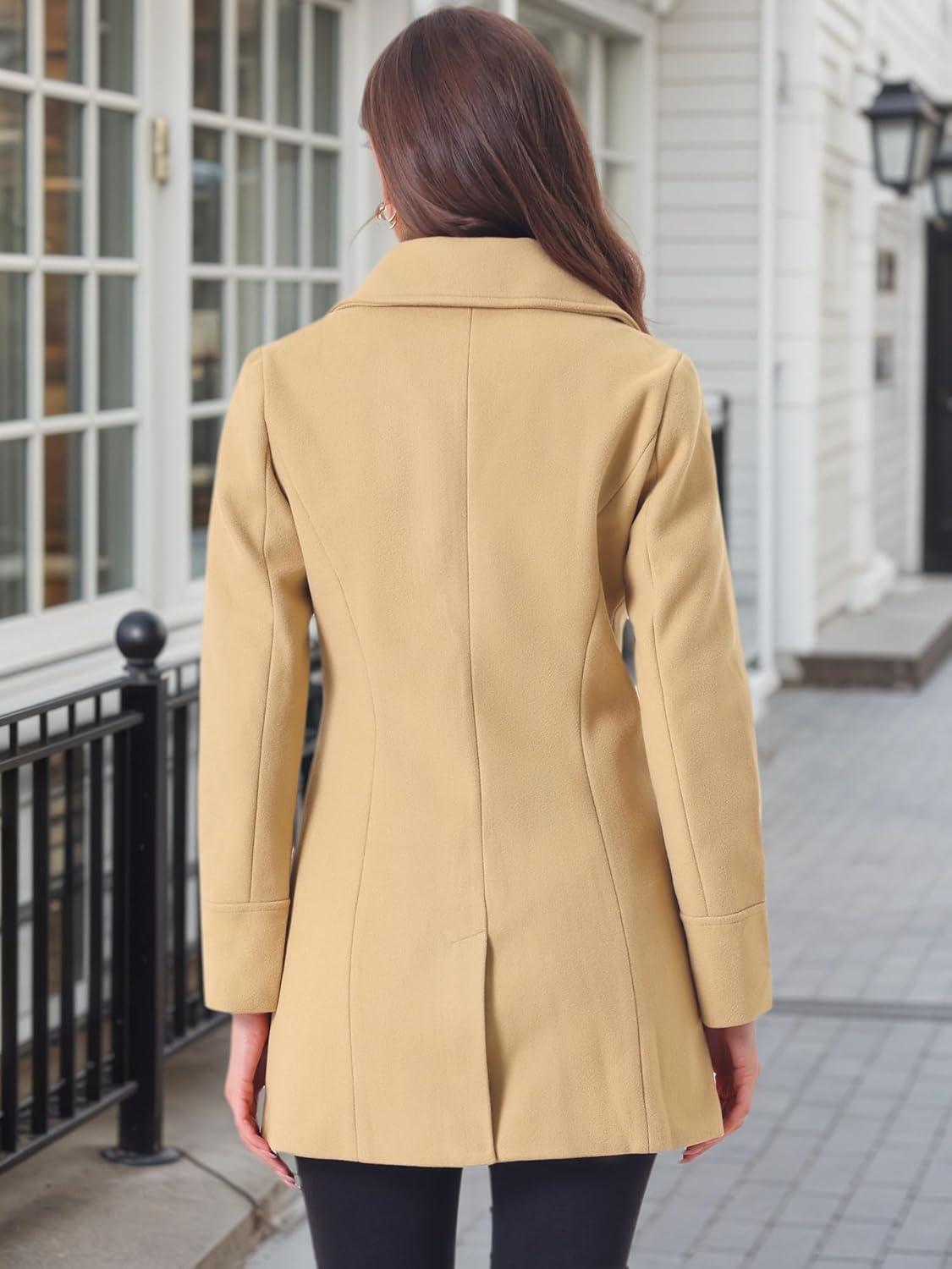 imageAllegra K Womens Elegant Overcoat Notched Shawl Collar Single Breasted Outerwear Winter Long CoatKhaki