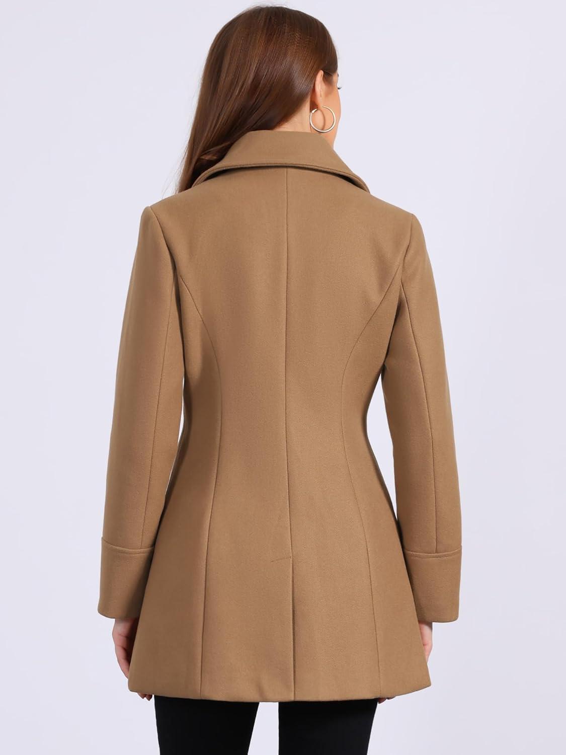 imageAllegra K Womens Elegant Overcoat Notched Shawl Collar Single Breasted Outerwear Winter Long CoatMid Brown