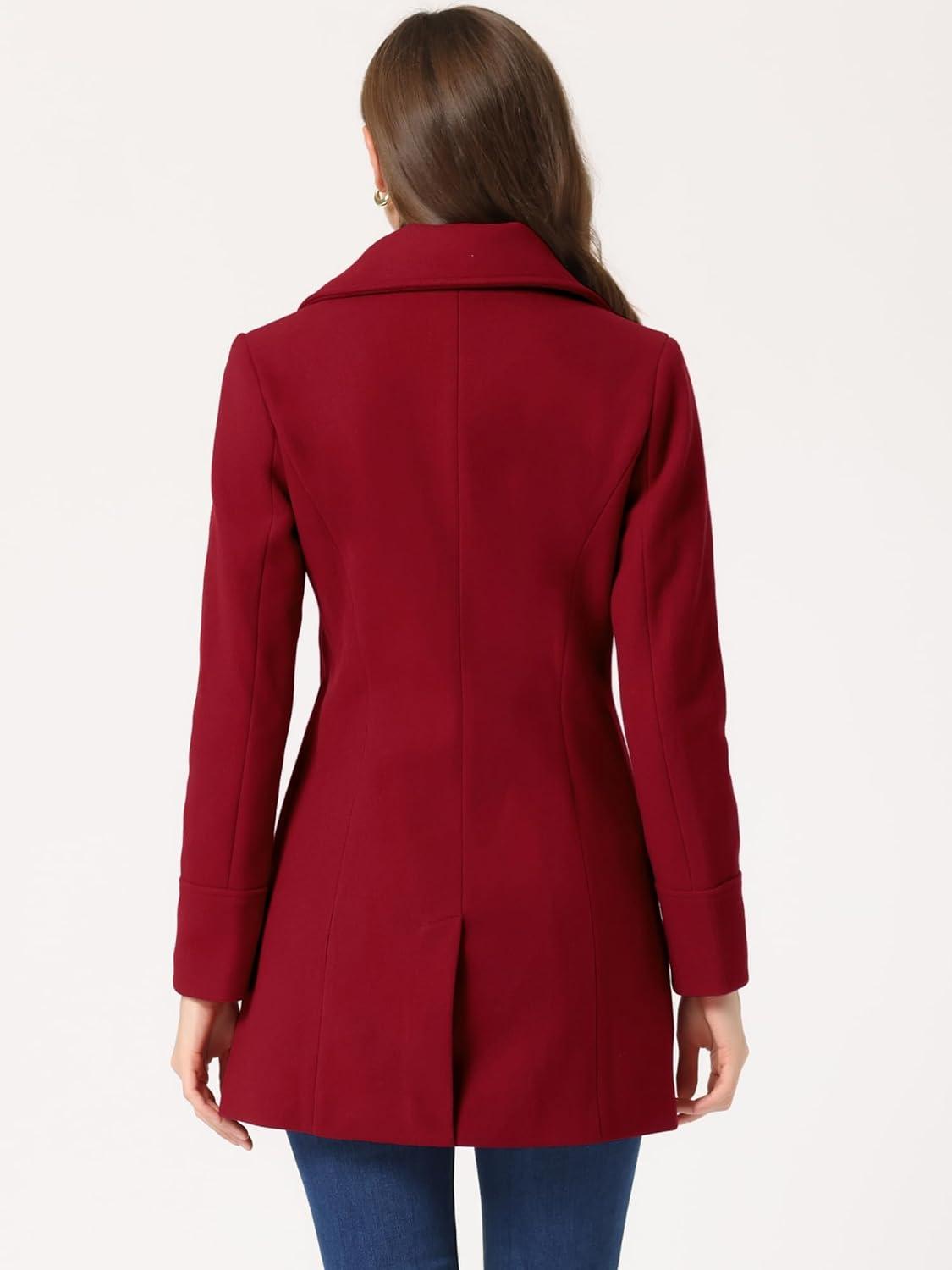 imageAllegra K Womens Elegant Overcoat Notched Shawl Collar Single Breasted Outerwear Winter Long CoatRed