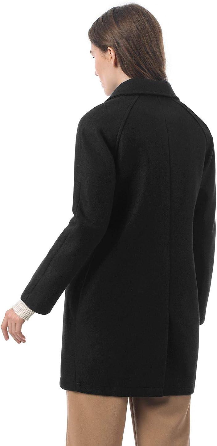 imageAllegra K Womens Notched Lapel Double Breasted Raglan Winter CoatsBlack