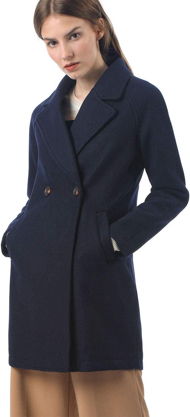 imageAllegra K Womens Notched Lapel Double Breasted Raglan Winter CoatsBlue