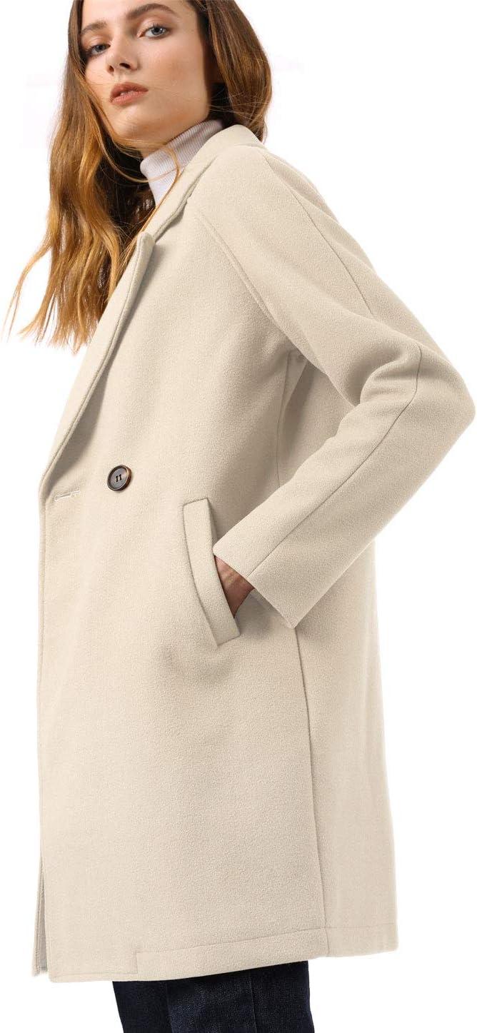 imageAllegra K Womens Notched Lapel Double Breasted Raglan Winter CoatsCream White