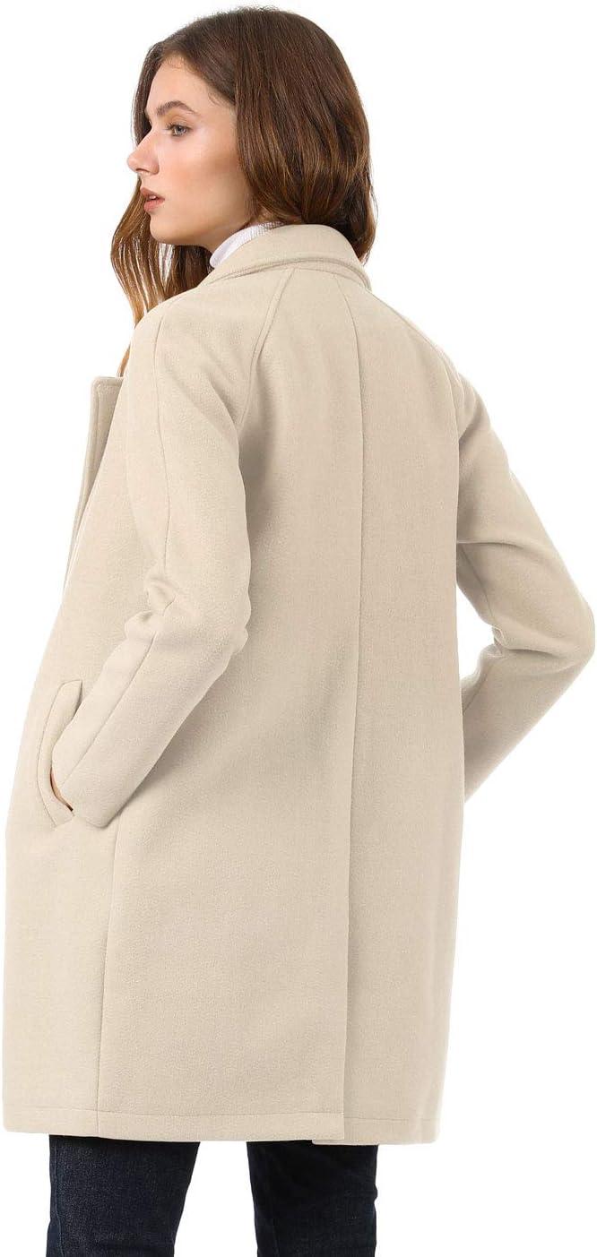 imageAllegra K Womens Notched Lapel Double Breasted Raglan Winter CoatsCream White
