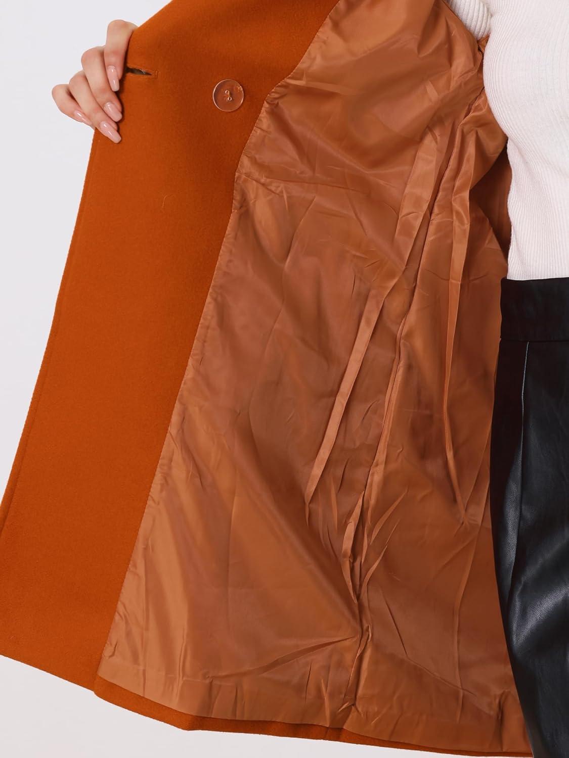 imageAllegra K Womens Notched Lapel Double Breasted Raglan Winter CoatsDark Orange