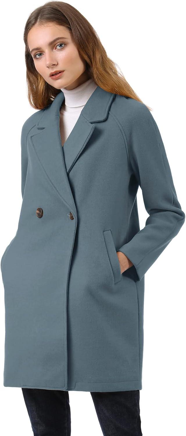imageAllegra K Womens Notched Lapel Double Breasted Raglan Winter CoatsDusty Blue