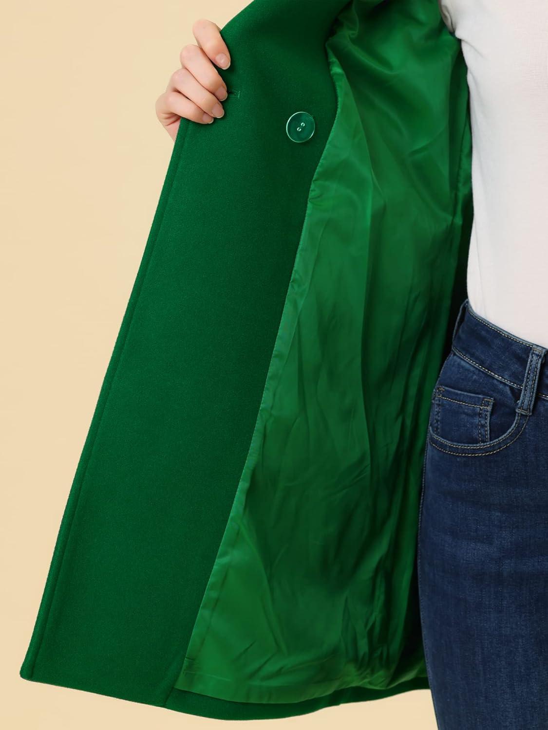 imageAllegra K Womens Notched Lapel Double Breasted Raglan Winter CoatsGrass Green