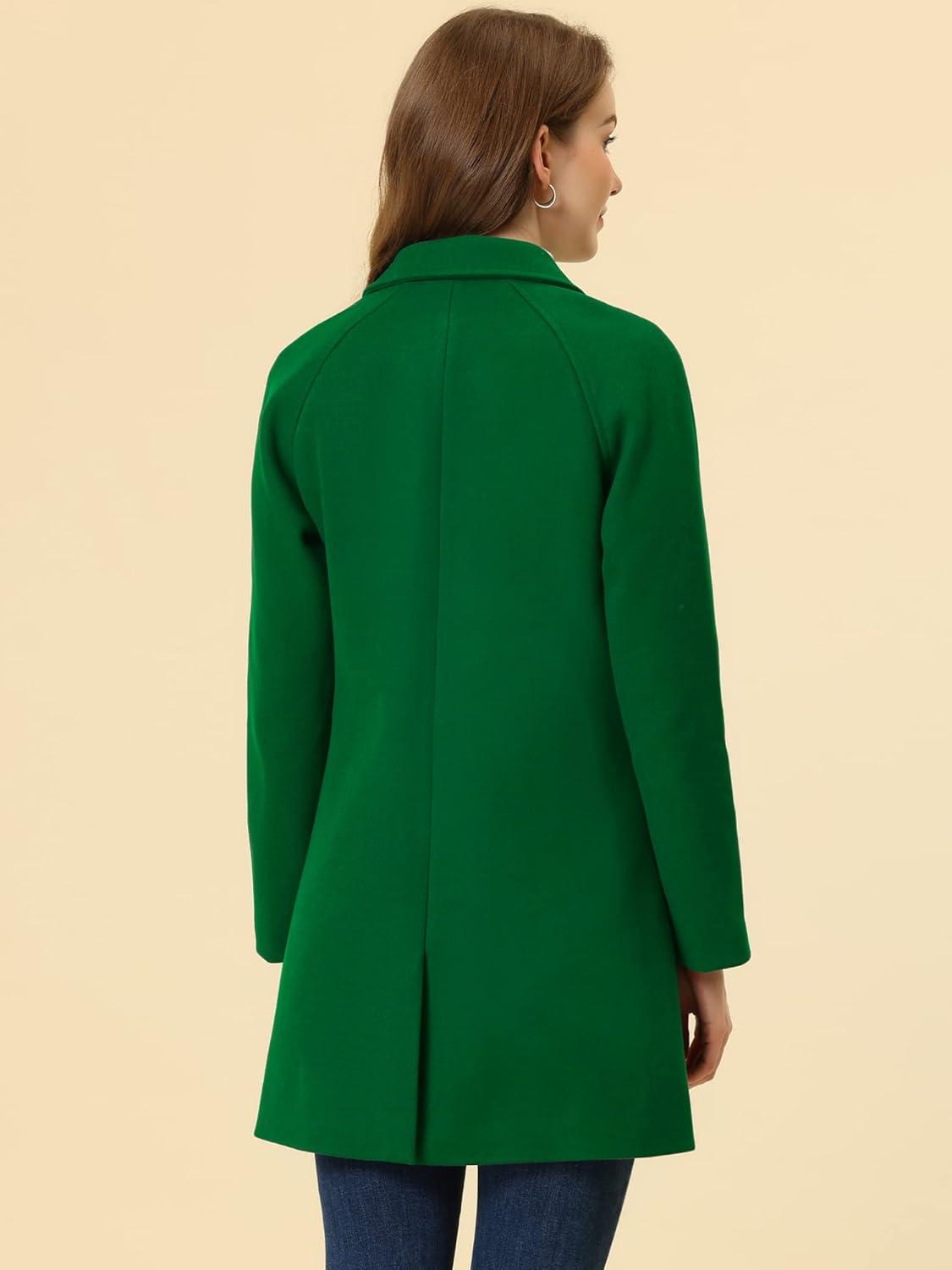 imageAllegra K Womens Notched Lapel Double Breasted Raglan Winter CoatsGrass Green