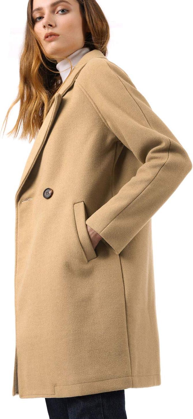 imageAllegra K Womens Notched Lapel Double Breasted Raglan Winter CoatsKhaki