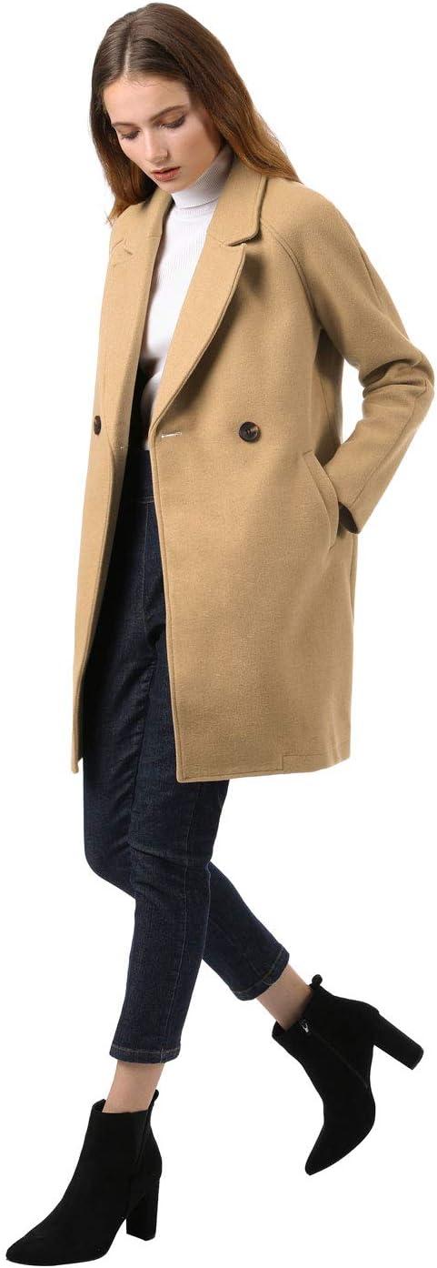 imageAllegra K Womens Notched Lapel Double Breasted Raglan Winter CoatsKhaki