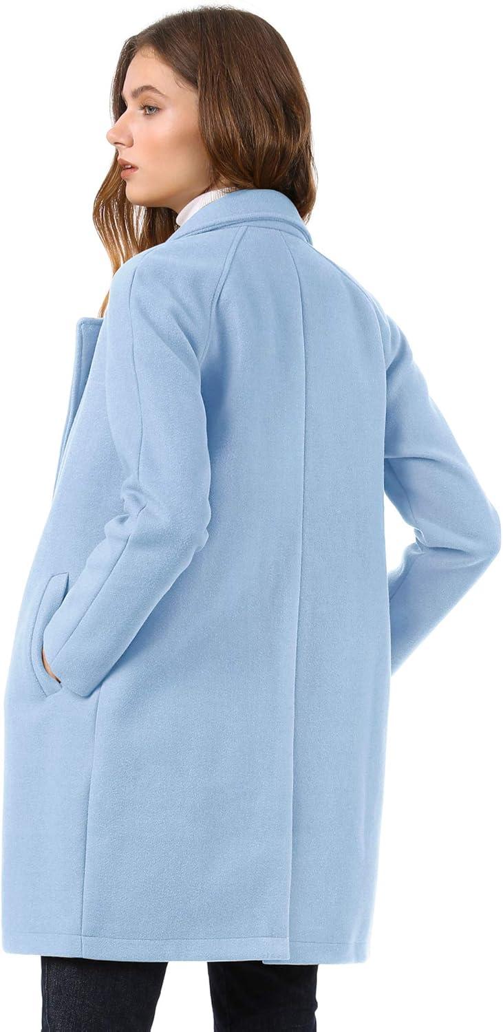 imageAllegra K Womens Notched Lapel Double Breasted Raglan Winter CoatsLight Blue