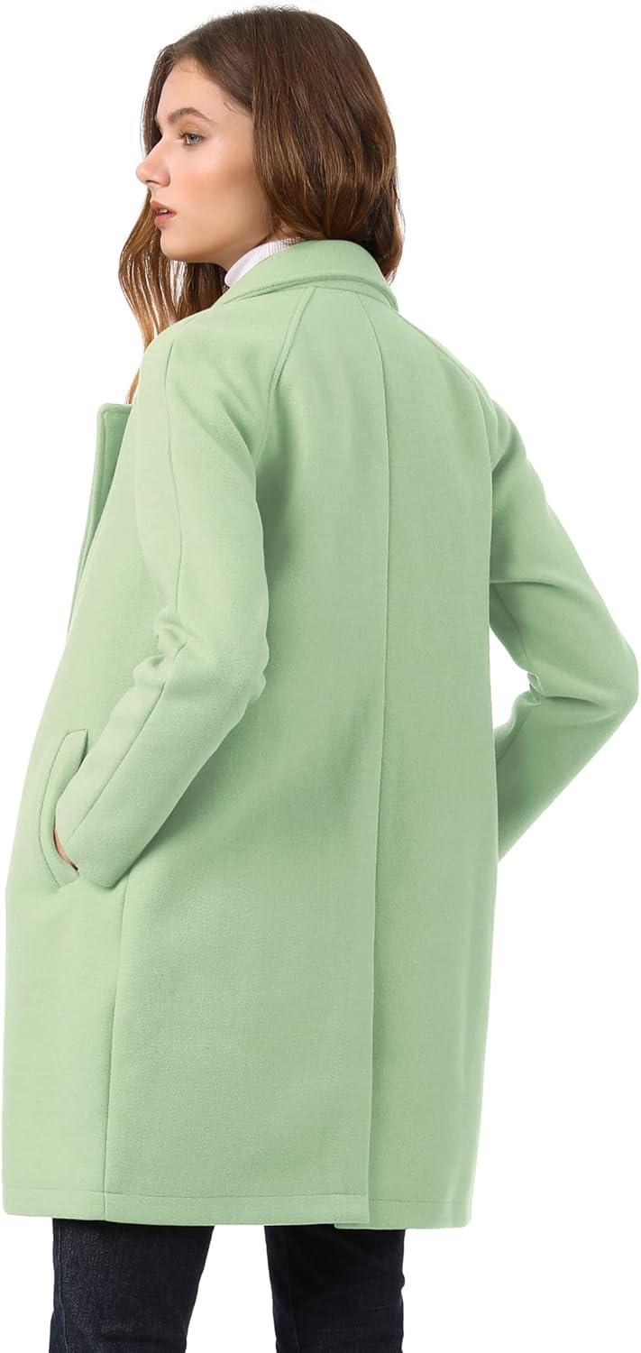 imageAllegra K Womens Notched Lapel Double Breasted Raglan Winter CoatsLight Green
