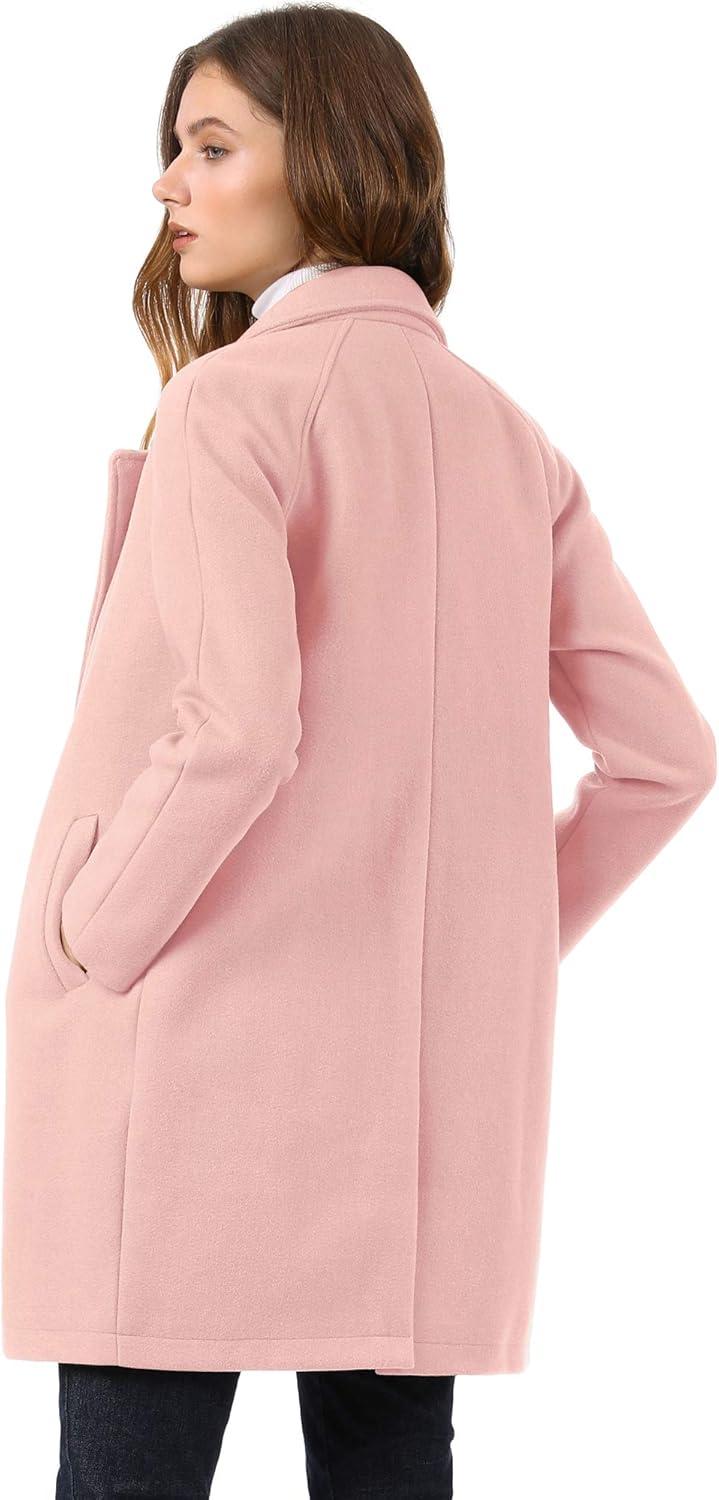 imageAllegra K Womens Notched Lapel Double Breasted Raglan Winter CoatsLight Pink