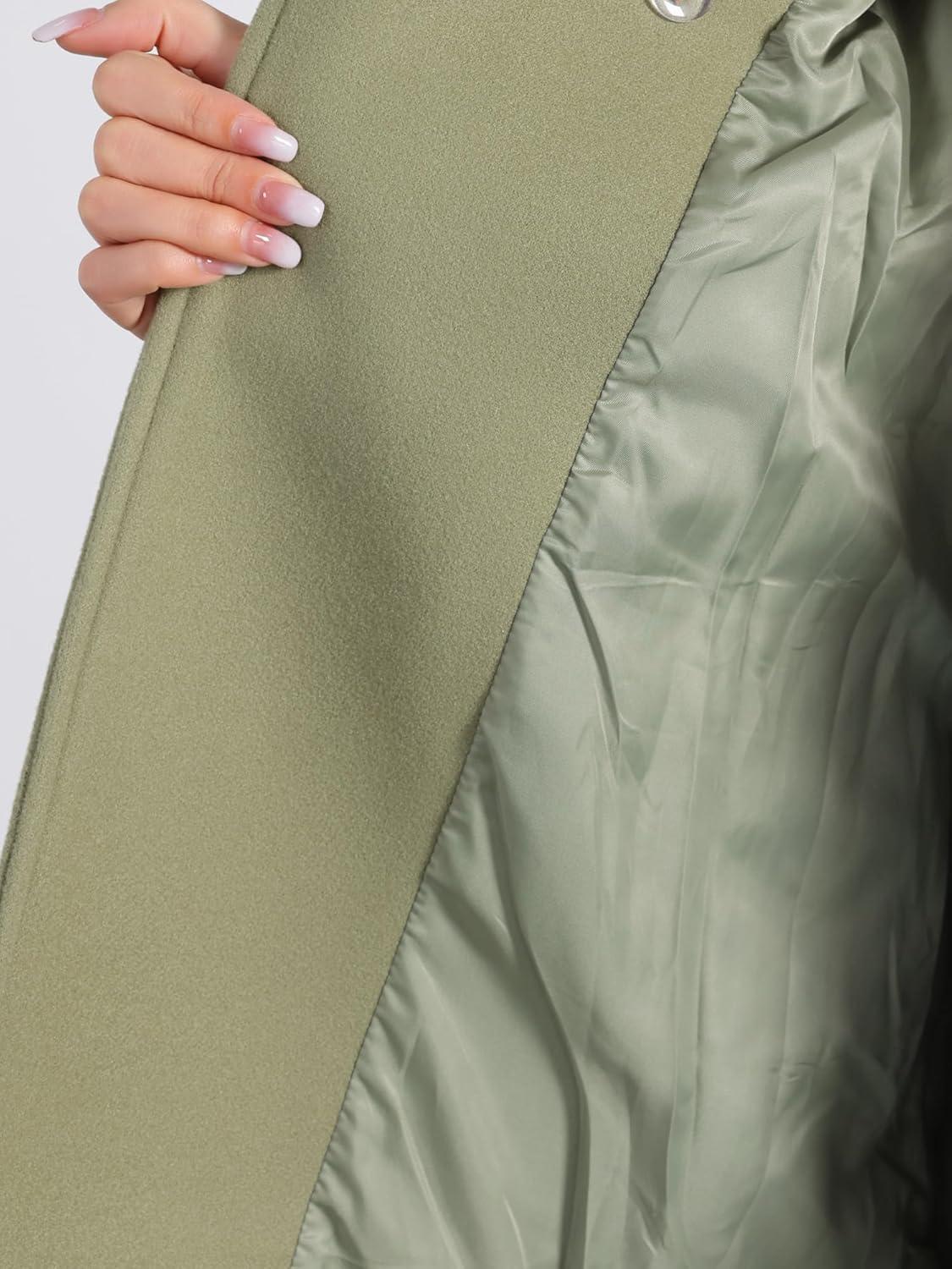 imageAllegra K Womens Notched Lapel Double Breasted Raglan Winter CoatsPea Green