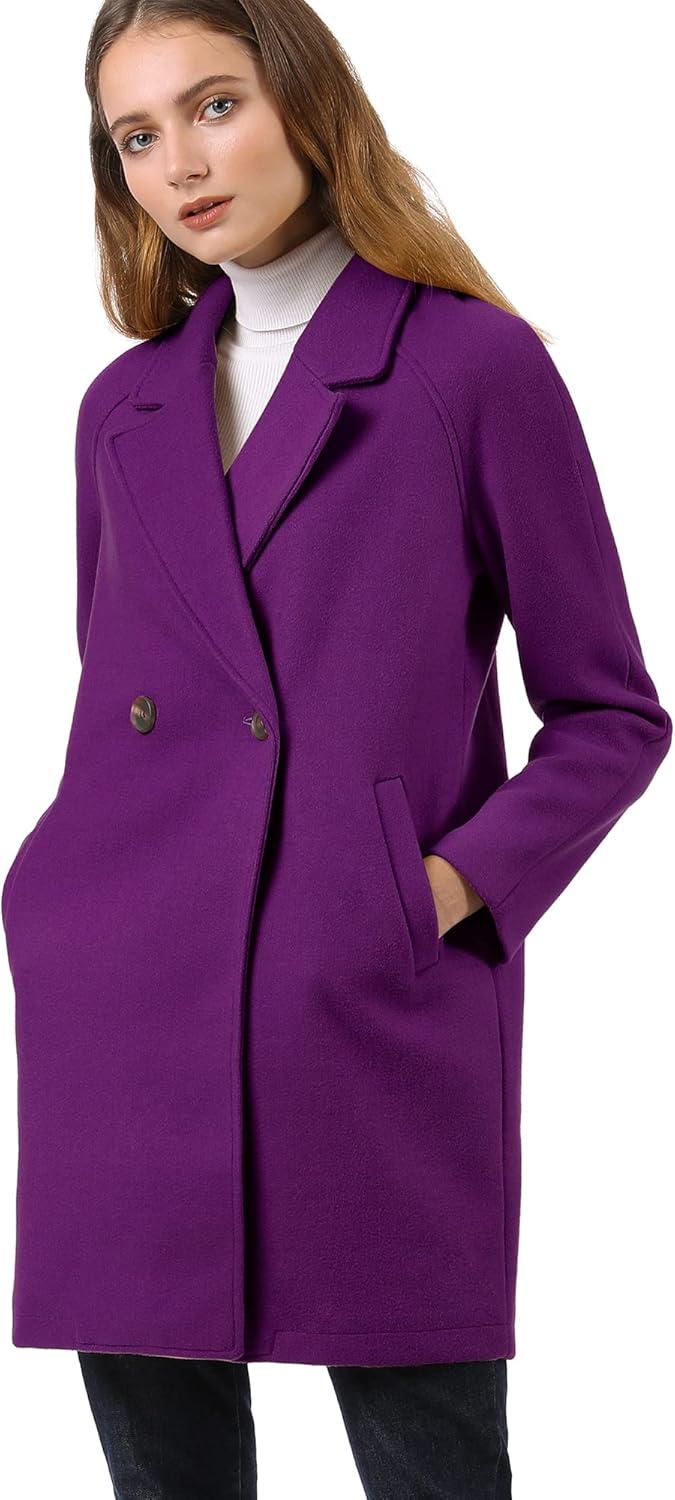 imageAllegra K Womens Notched Lapel Double Breasted Raglan Winter CoatsPurple