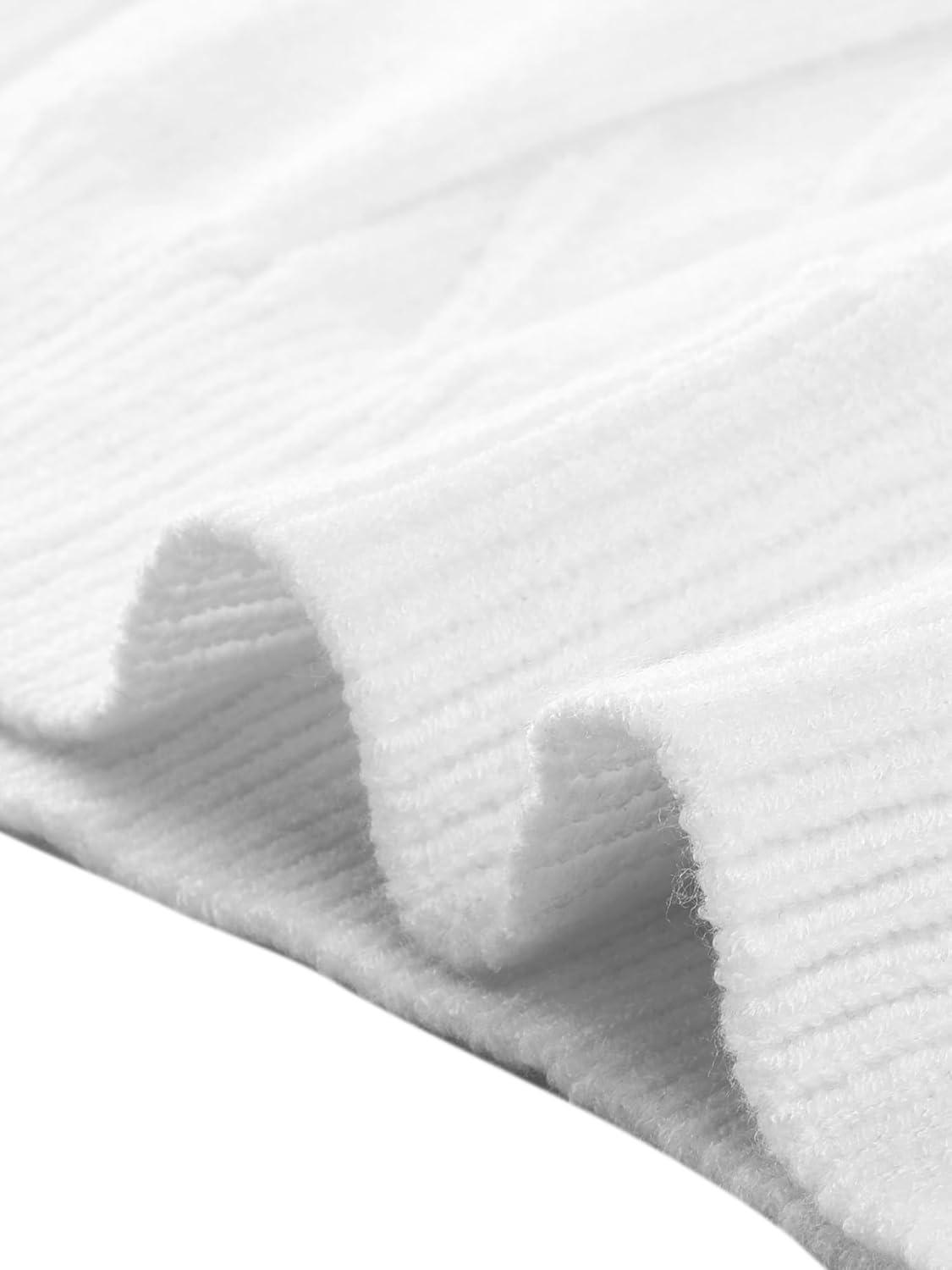 imageAllegra K Womens Oversized Sweaters Turtleneck Spilt Hem Cable Knit Pullover TopsWhite