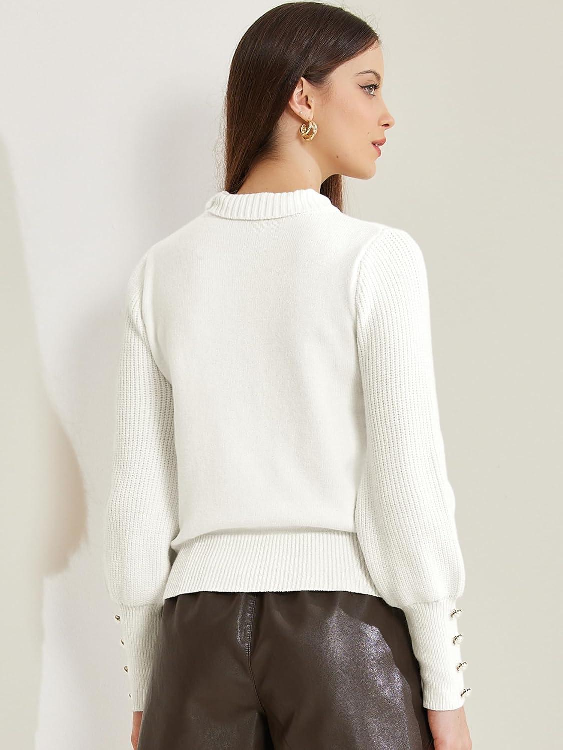 imageAllegra K Womens Ribbed Long Sleeve Turtleneck Stretch Winter Pullover Knit Sweater TopWhite