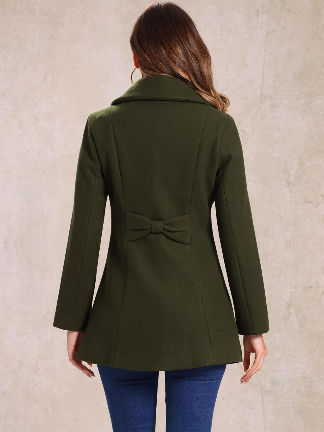 imageAllegra K Womens Single Breasted Turndown Collar Overcoat Vintage Winter Dress Coat with PocketsArmy Green