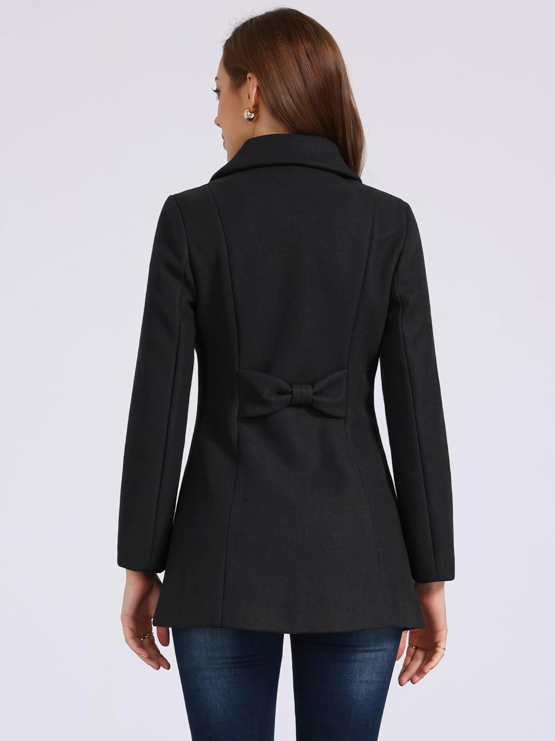 imageAllegra K Womens Single Breasted Turndown Collar Overcoat Vintage Winter Dress Coat with PocketsBlack