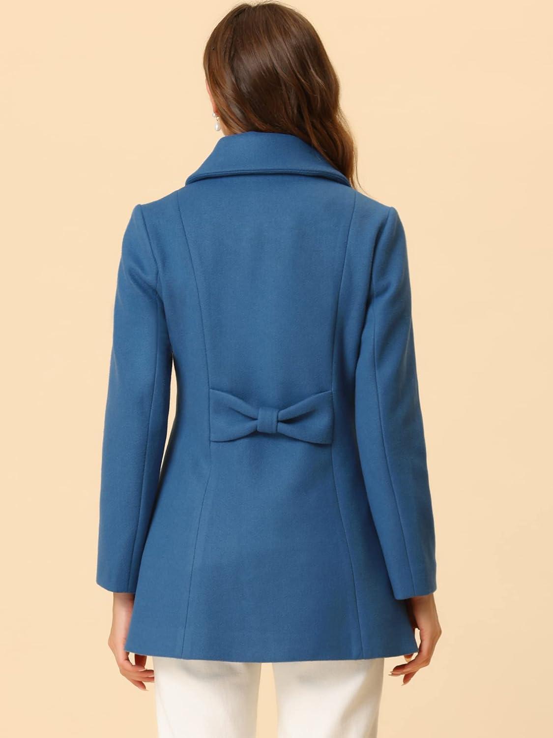 imageAllegra K Womens Single Breasted Turndown Collar Overcoat Vintage Winter Dress Coat with PocketsBlue
