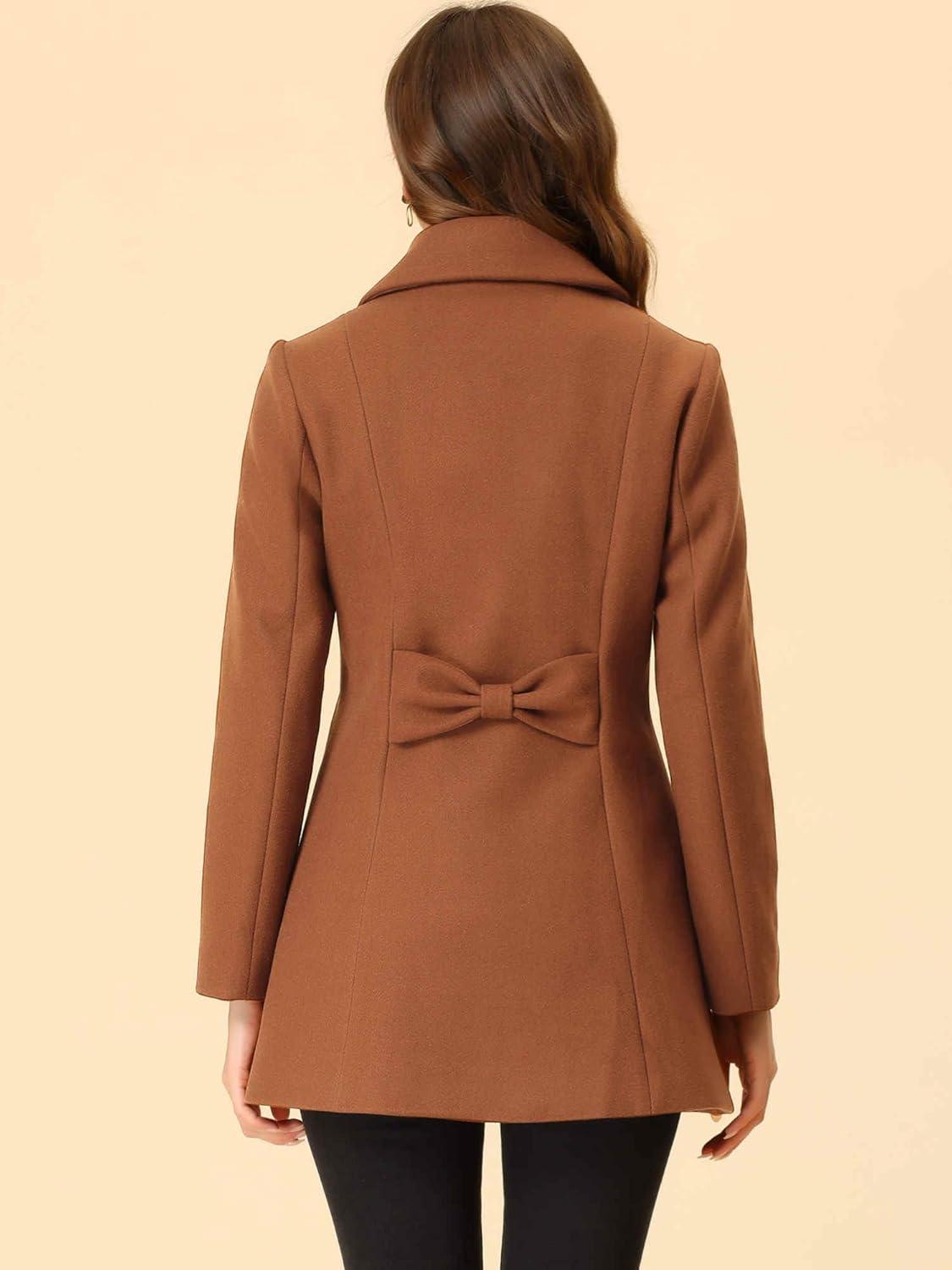 imageAllegra K Womens Single Breasted Turndown Collar Overcoat Vintage Winter Dress Coat with PocketsBrown