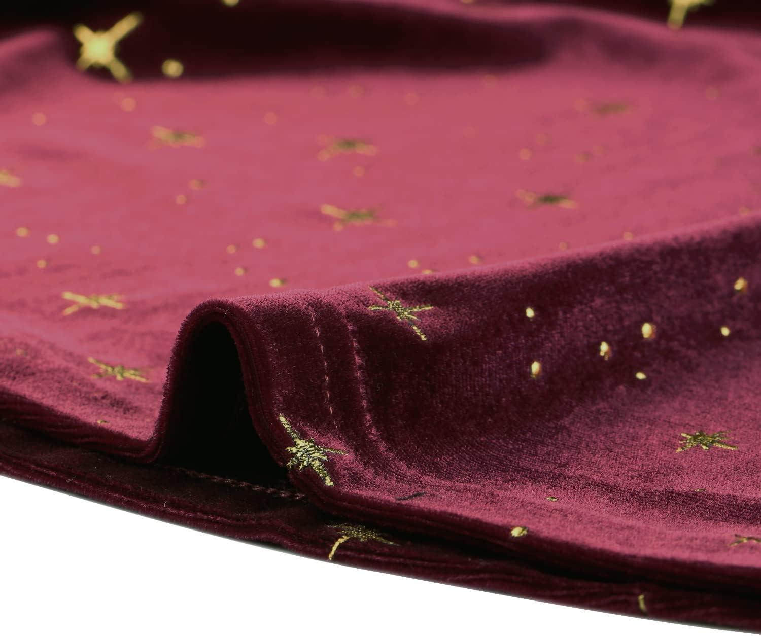 imageAllegra K Womens Sparkly Glitter Velvet Mesh Sheer Sleeve Star Metallic DressRed