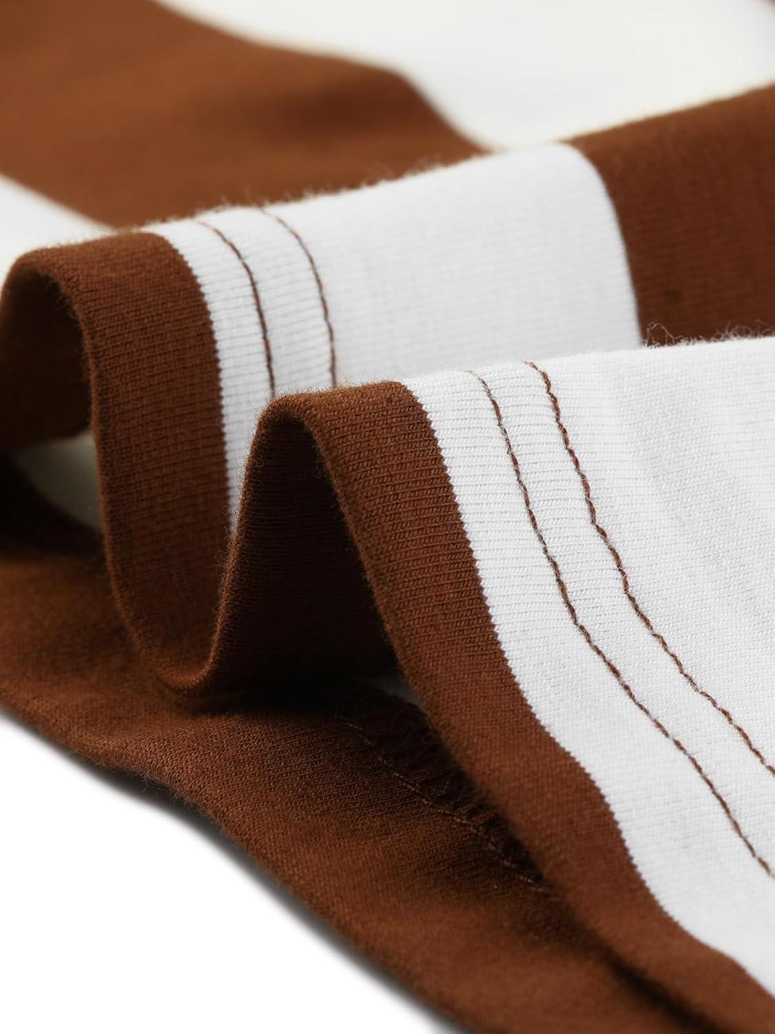 imageAllegra K Womens Striped Top Round Neck Tops Casual Long Sleeve ShirtBrown
