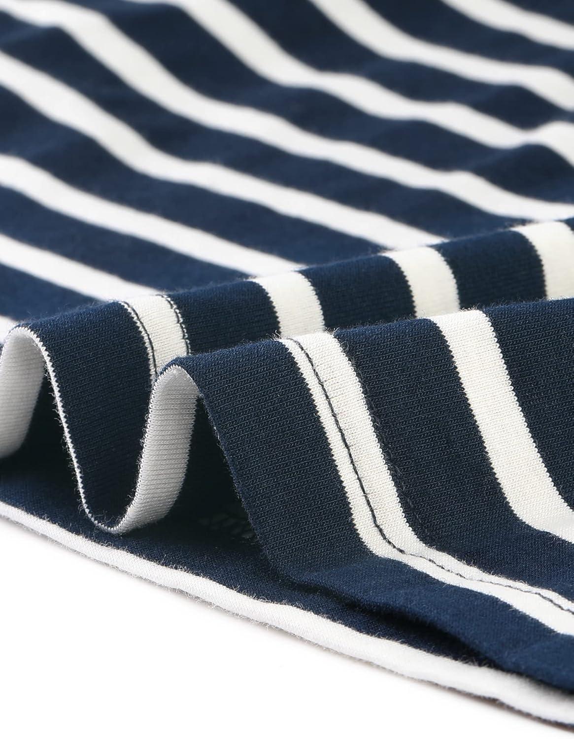 imageAllegra K Womens Striped Top Round Neck Tops Casual Long Sleeve ShirtDark Blue