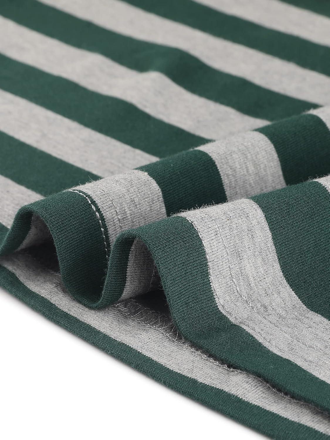 imageAllegra K Womens Striped Top Round Neck Tops Casual Long Sleeve ShirtGreen Gray