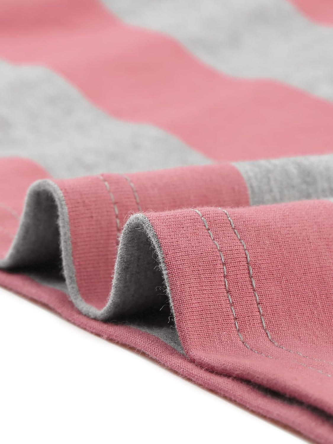 imageAllegra K Womens Striped Top Round Neck Tops Casual Long Sleeve ShirtPink Gray