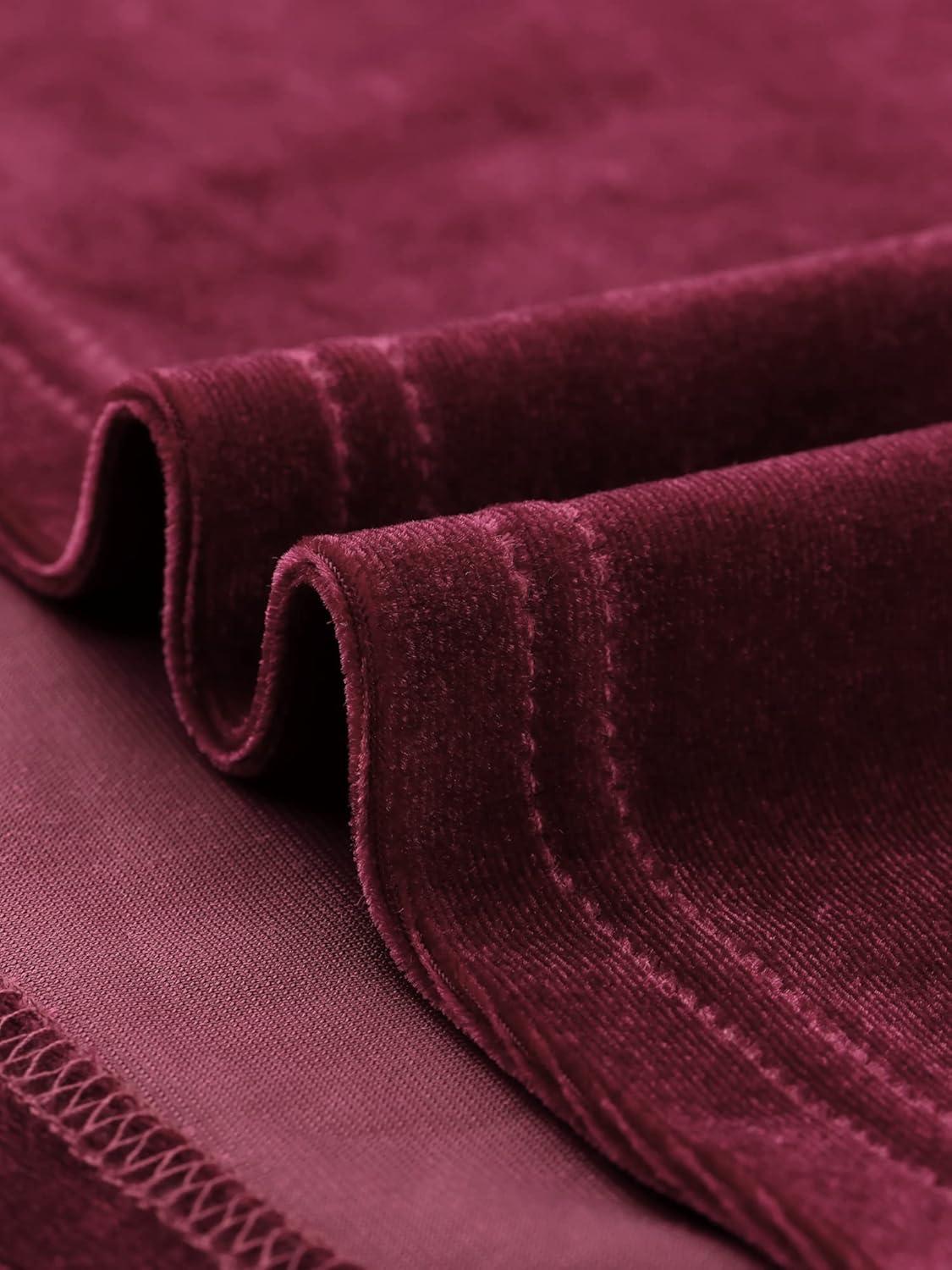 imageAllegra K Womens Turtleneck Velvet Top Long Sleeve Work Shirts Basic Velour BlouseBurgundy