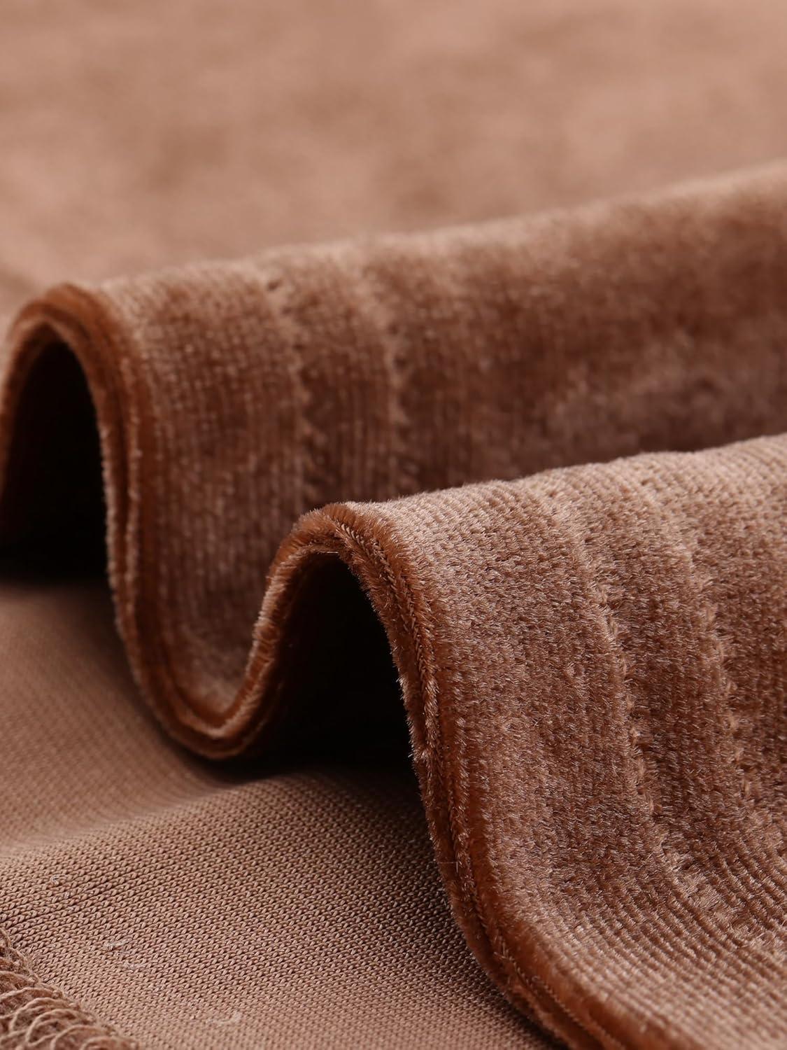 imageAllegra K Womens Turtleneck Velvet Top Long Sleeve Work Shirts Basic Velour BlouseCaramel