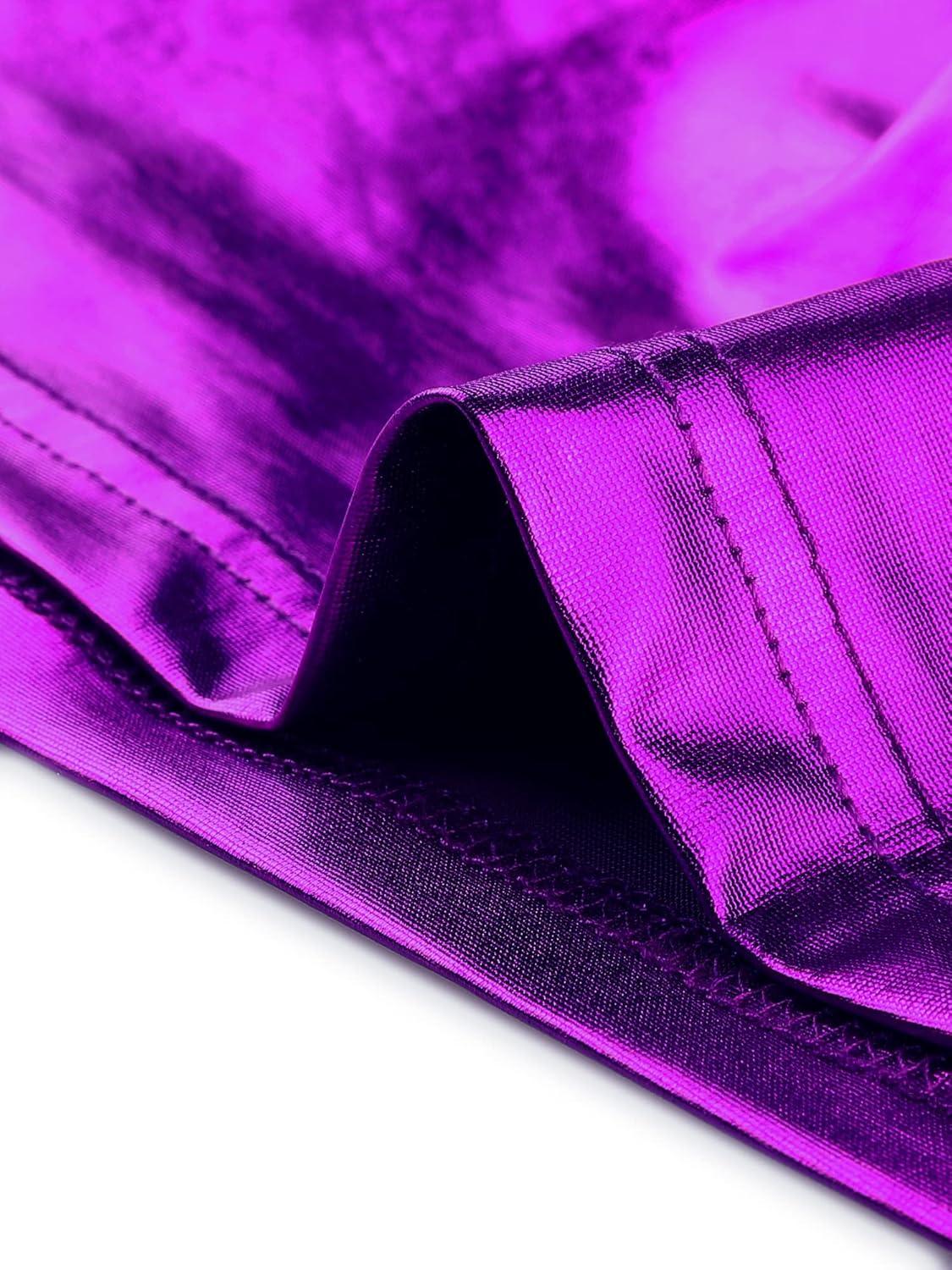 imageAllegra K Womens U Neck Sleeveless Halloween Party Clubwear Holographic Shiny Metallic Crop TopPurple