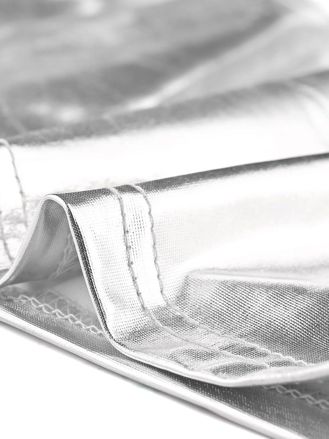 imageAllegra K Womens U Neck Sleeveless Halloween Party Clubwear Holographic Shiny Metallic Crop TopSilver