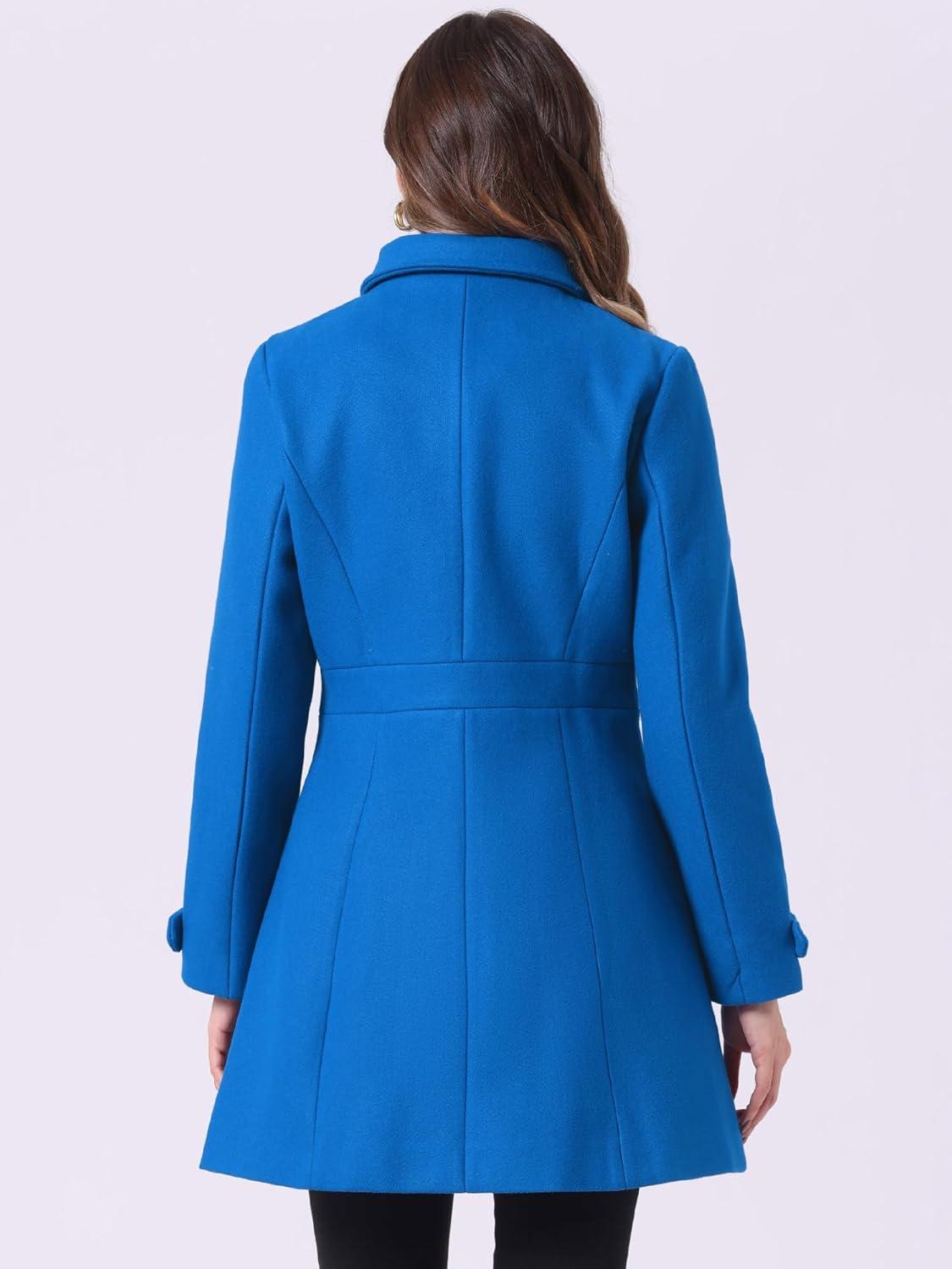 imageAllegra K Womens Winter Classic Outwear Overcoat with Pockets Single Breasted Pea CoatBlue