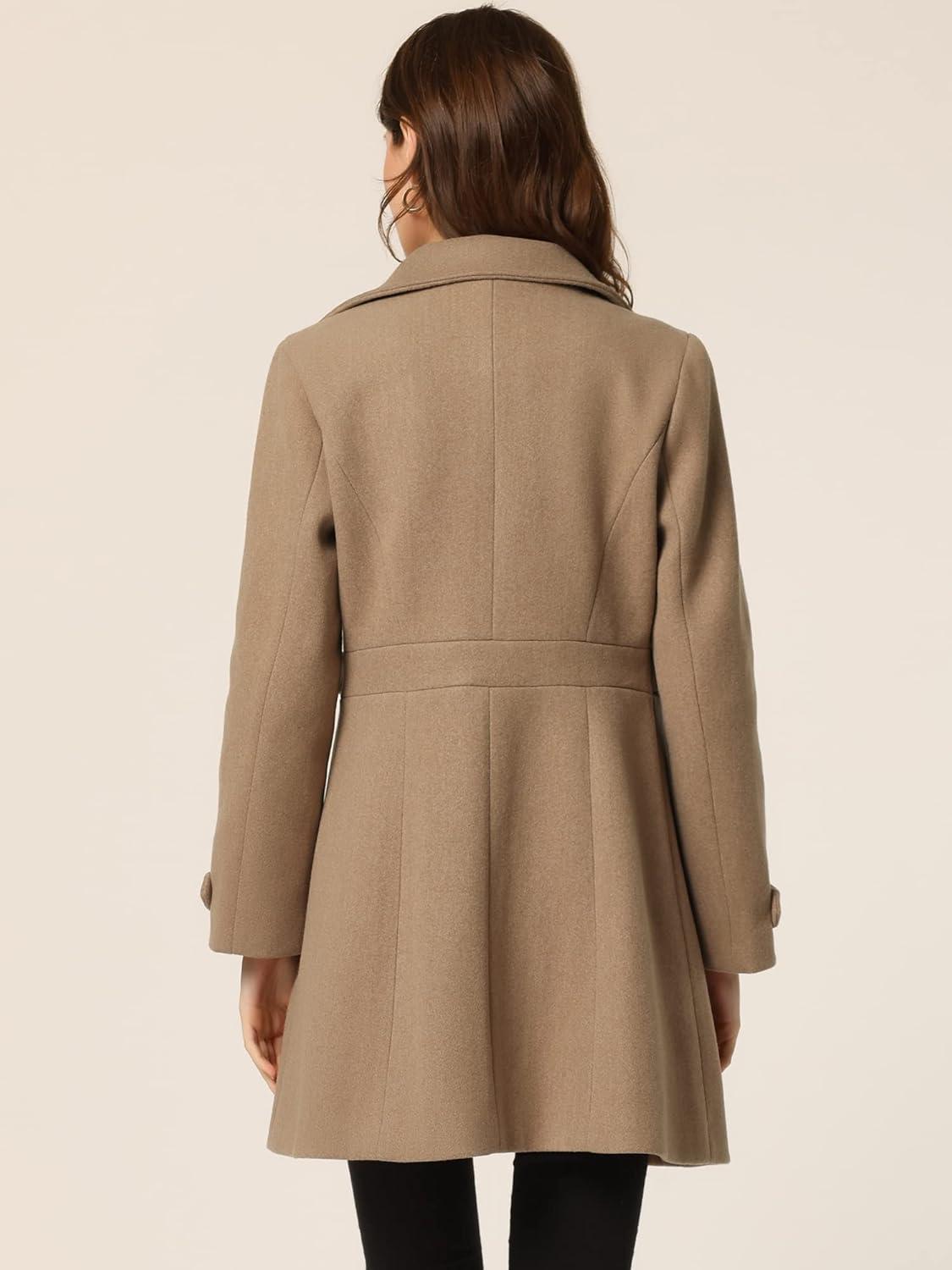 imageAllegra K Womens Winter Classic Outwear Overcoat with Pockets Single Breasted Pea CoatBrown