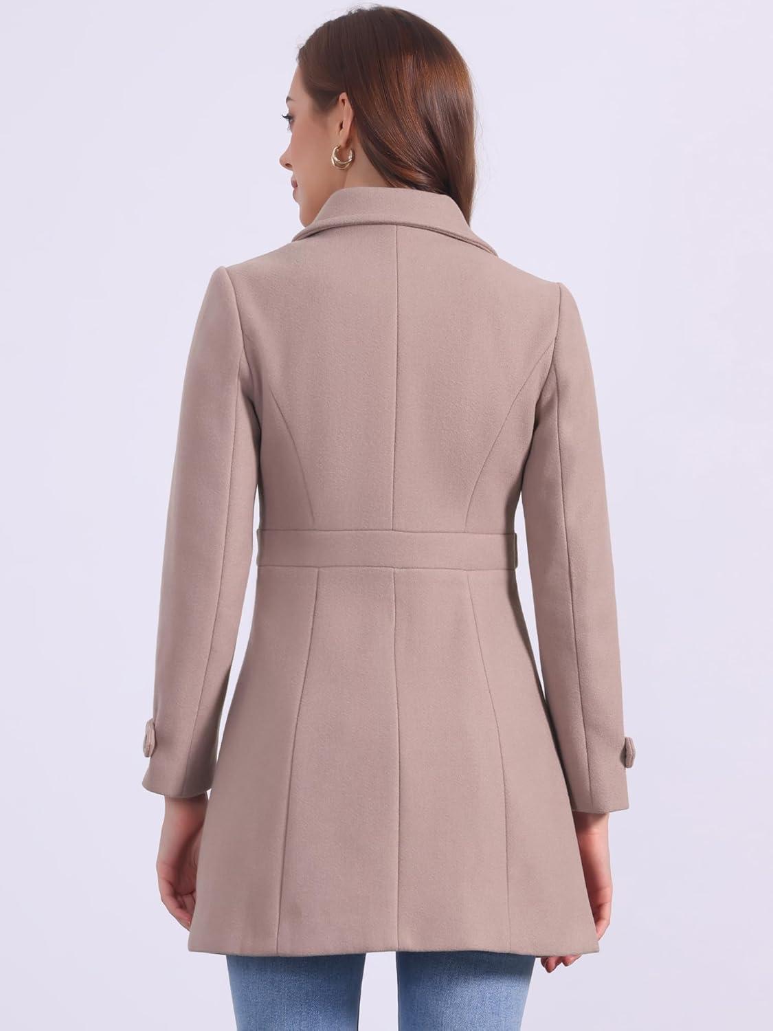 imageAllegra K Womens Winter Classic Outwear Overcoat with Pockets Single Breasted Pea CoatDusty Pink