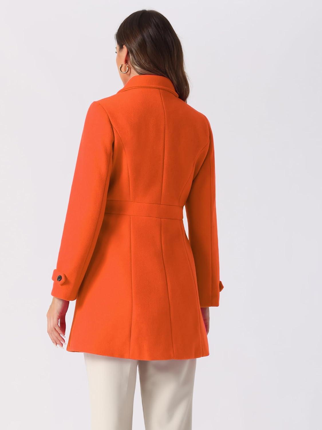imageAllegra K Womens Winter Classic Outwear Overcoat with Pockets Single Breasted Pea CoatOrange