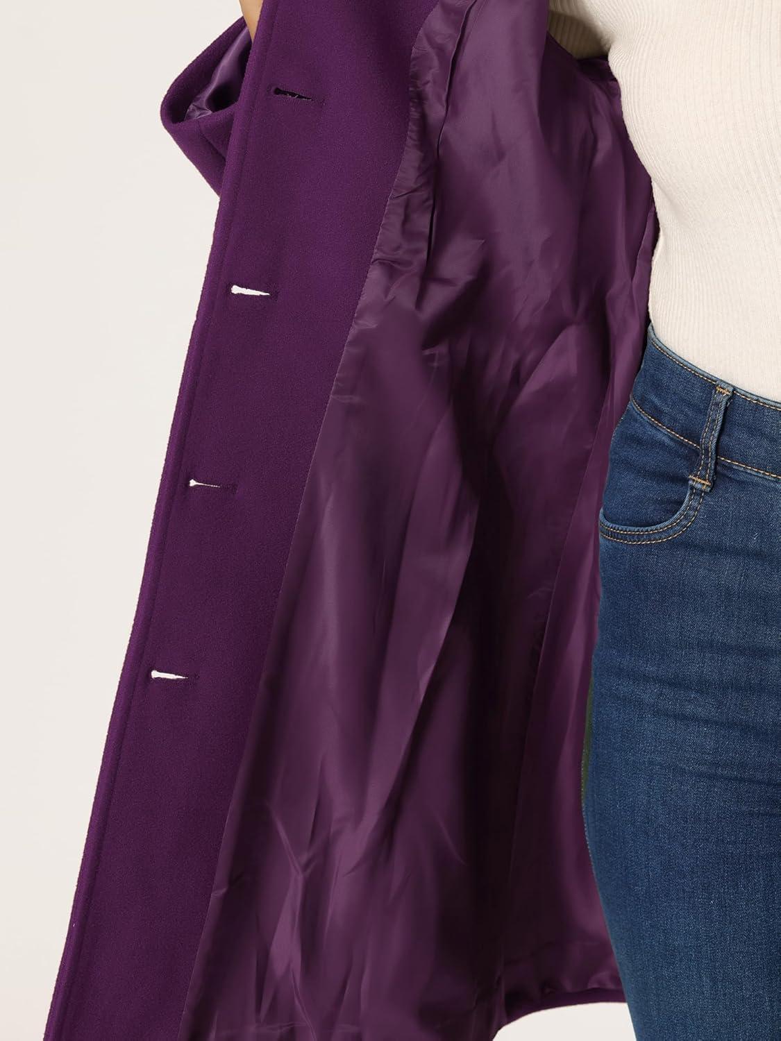 imageAllegra K Womens Winter Classic Outwear Overcoat with Pockets Single Breasted Pea CoatPurple