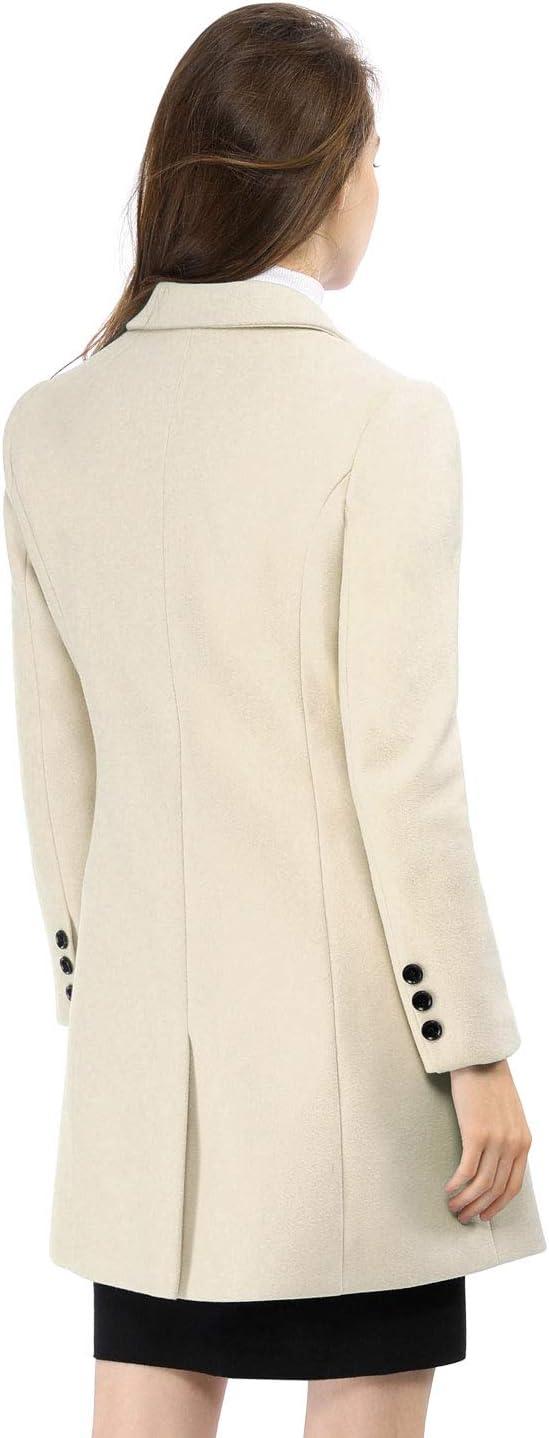 imageAllegra K Womens Winter Coat Elegant Notched Lapel Double Breasted Trench CoatBeige