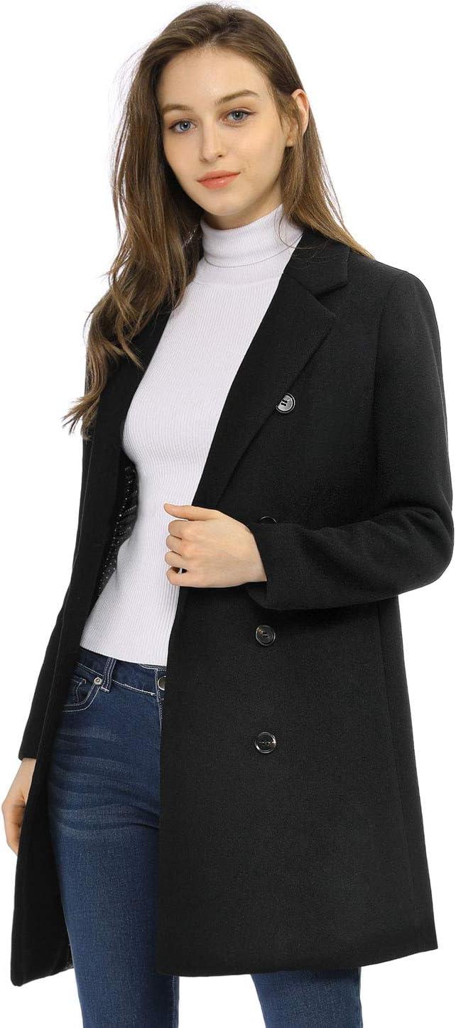 imageAllegra K Womens Winter Coat Elegant Notched Lapel Double Breasted Trench CoatBlacks