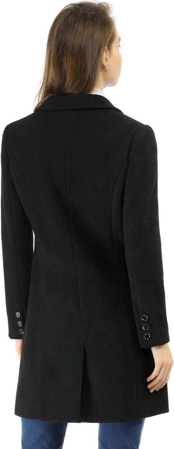 imageAllegra K Womens Winter Coat Elegant Notched Lapel Double Breasted Trench CoatBlacks
