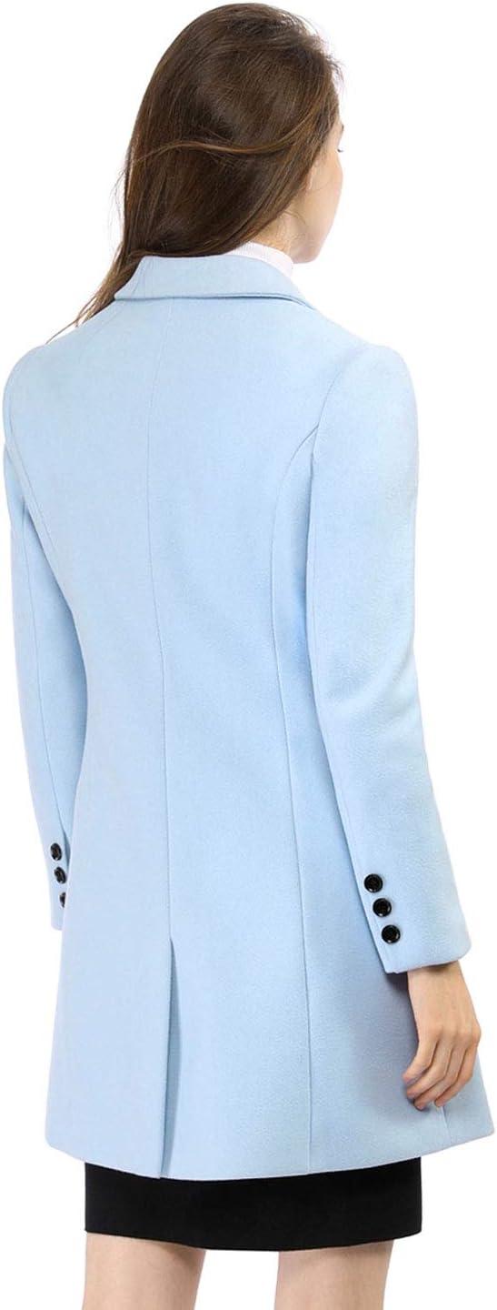 imageAllegra K Womens Winter Coat Elegant Notched Lapel Double Breasted Trench CoatBlues