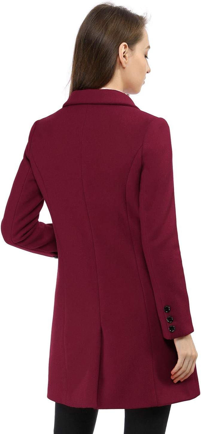 imageAllegra K Womens Winter Coat Elegant Notched Lapel Double Breasted Trench CoatBurgundy