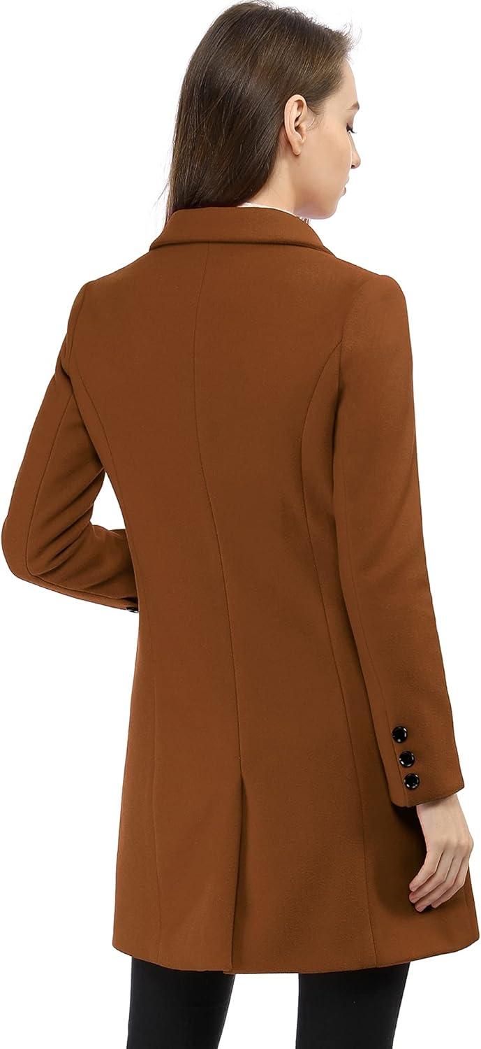 imageAllegra K Womens Winter Coat Elegant Notched Lapel Double Breasted Trench CoatDark Brown