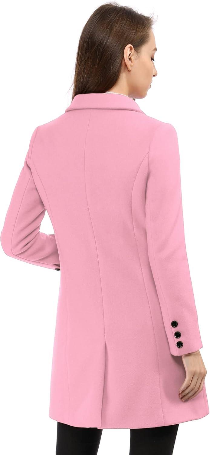imageAllegra K Womens Winter Coat Elegant Notched Lapel Double Breasted Trench CoatDusty Pink