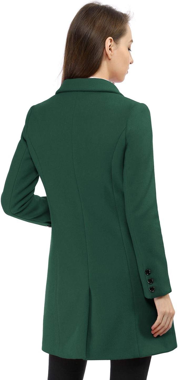 imageAllegra K Womens Winter Coat Elegant Notched Lapel Double Breasted Trench CoatGreen