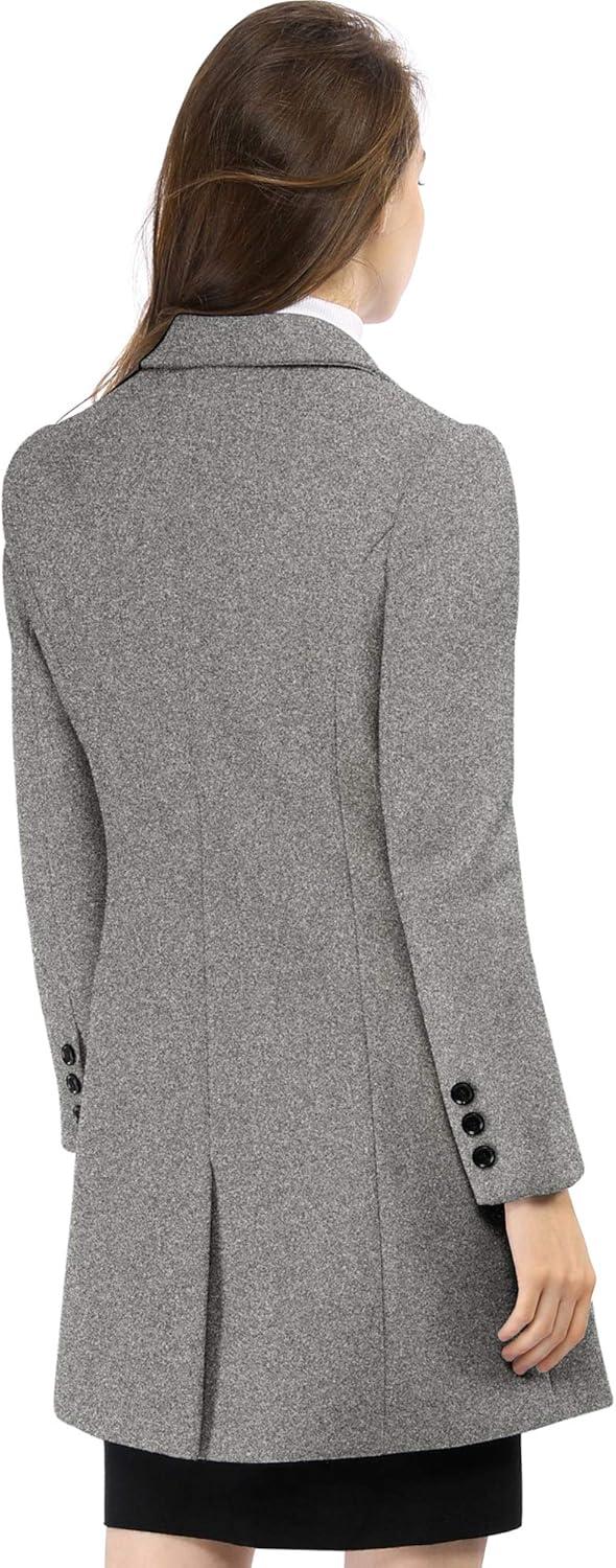 imageAllegra K Womens Winter Coat Elegant Notched Lapel Double Breasted Trench CoatGrey
