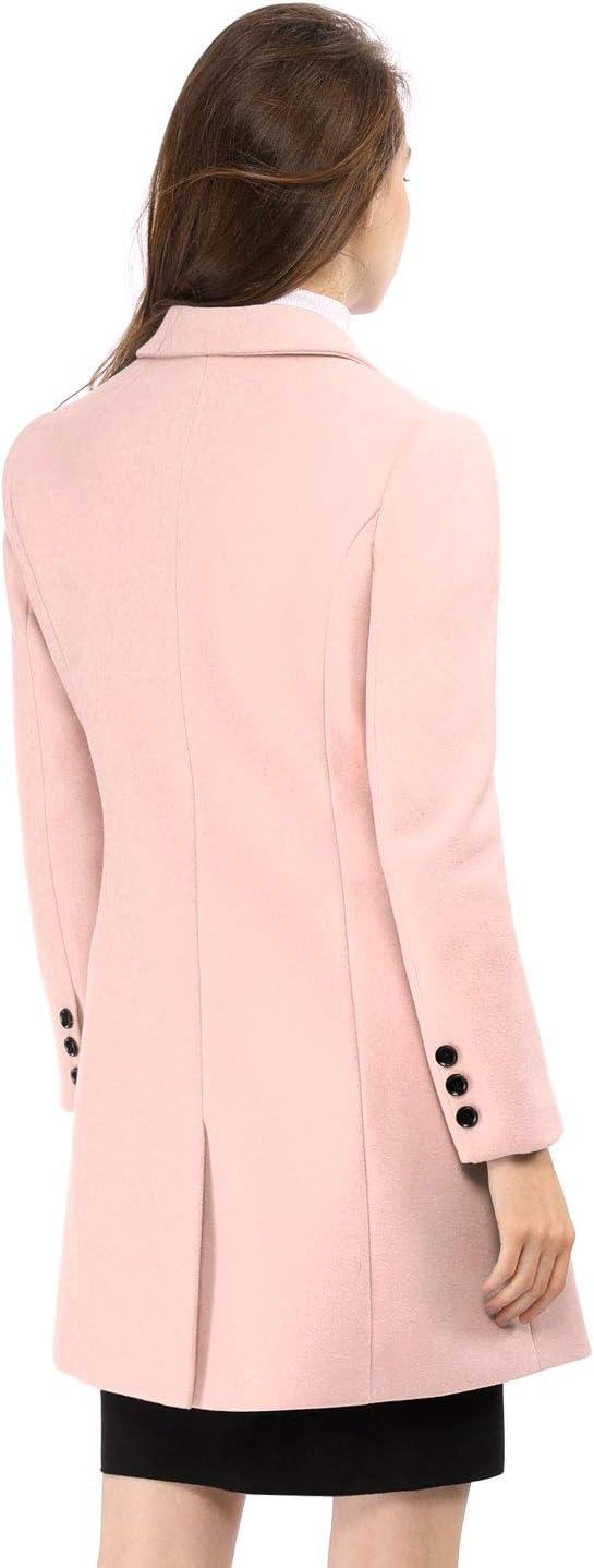 imageAllegra K Womens Winter Coat Elegant Notched Lapel Double Breasted Trench CoatPink