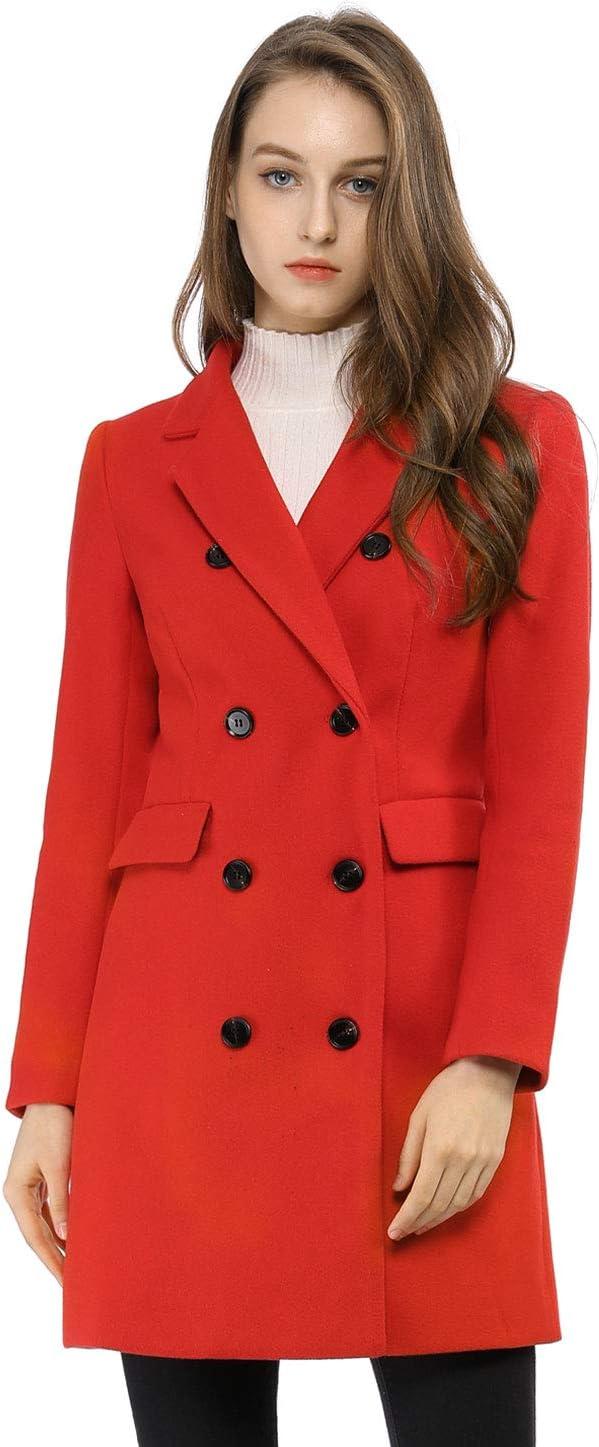 imageAllegra K Womens Winter Coat Elegant Notched Lapel Double Breasted Trench CoatReds