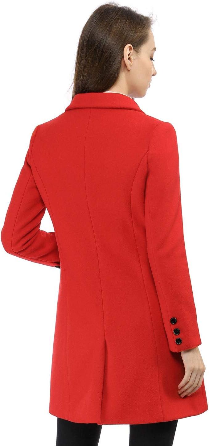 imageAllegra K Womens Winter Coat Elegant Notched Lapel Double Breasted Trench CoatReds
